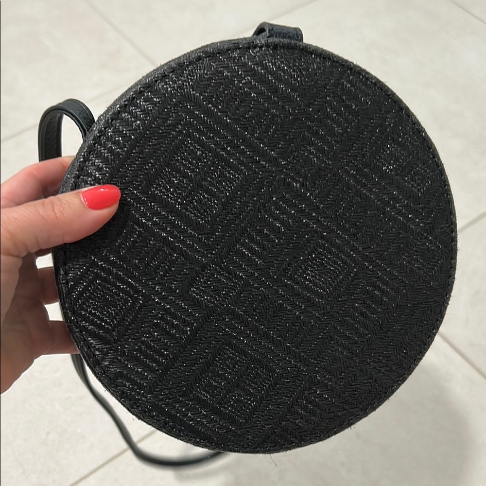 Black Geometric Crossbody Bag with Textured Design
